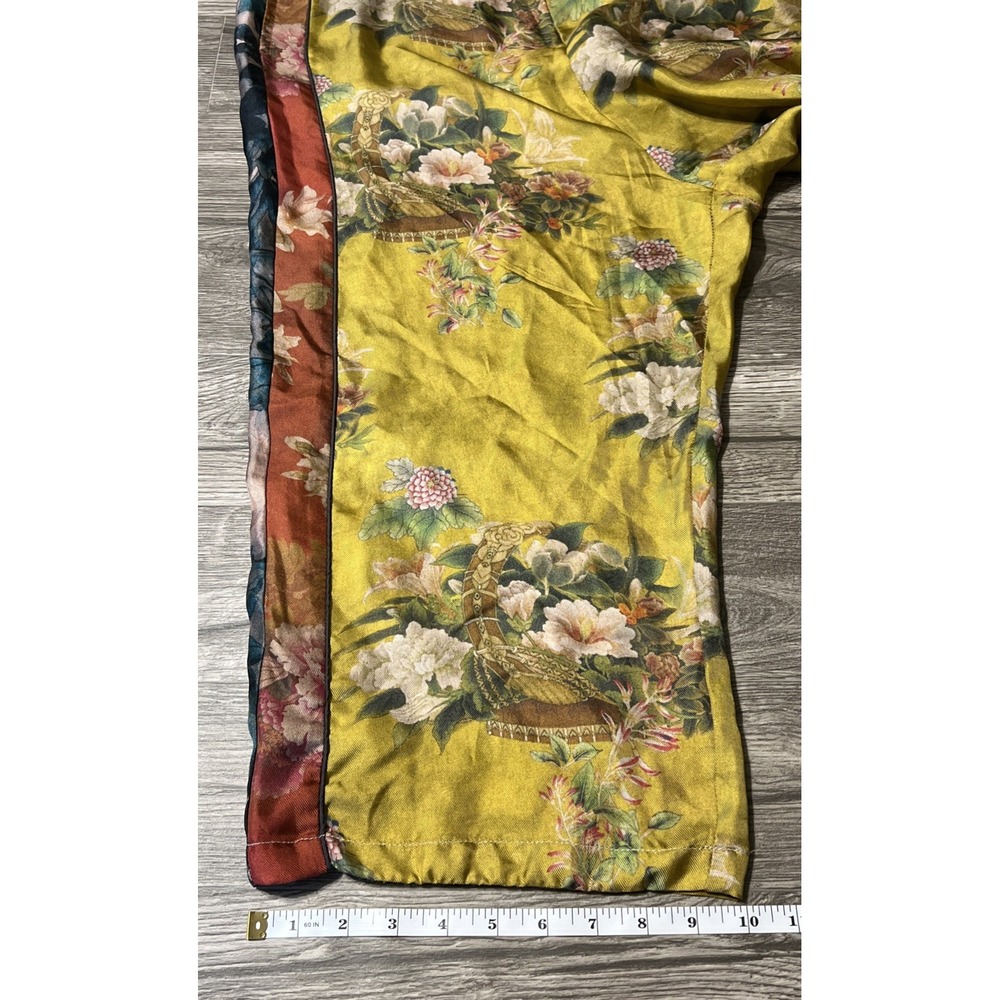 Johnny Was 100% Silk Floral Motif Boho Cropped WideLeg Golden Pant SZ M (40x20) - Picture 15 of 15